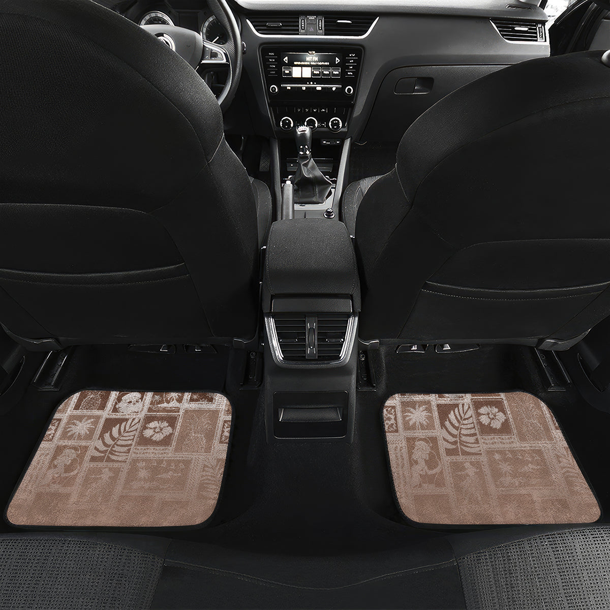 Hawaii Christmas Retro Patchwork Car Mats Brown LT7 - Polynesian Pride