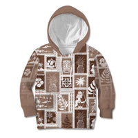 Hawaii Christmas Retro Patchwork Kid Hoodie Brown LT7 Brown - Polynesian Pride
