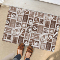 Hawaii Christmas Retro Patchwork Rubber Doormat Brown LT7 - Polynesian Pride