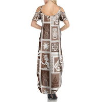 Hawaii Christmas Retro Patchwork Summer Maxi Dress Brown LT7 - Polynesian Pride
