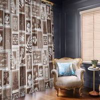 Hawaii Christmas Retro Patchwork Window Curtain Brown LT7 - Polynesian Pride