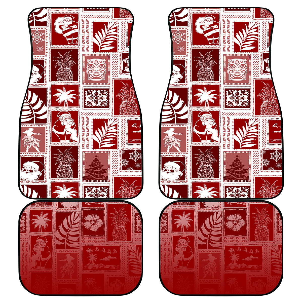 Hawaii Christmas Retro Patchwork Car Mats Red LT7 Red - Polynesian Pride