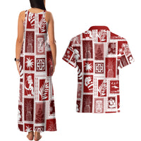 Hawaii Christmas Retro Patchwork Couples Matching Tank Maxi Dress and Hawaiian Shirt Red LT7 - Polynesian Pride