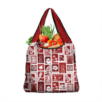 Hawaii Christmas Retro Patchwork Grocery Bag Red LT7 1-pack One Size Red - Polynesian Pride
