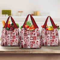 Hawaii Christmas Retro Patchwork Grocery Bag Red LT7 3-pack One Size Red - Polynesian Pride