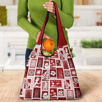 Hawaii Christmas Retro Patchwork Grocery Bag Red LT7 - Polynesian Pride