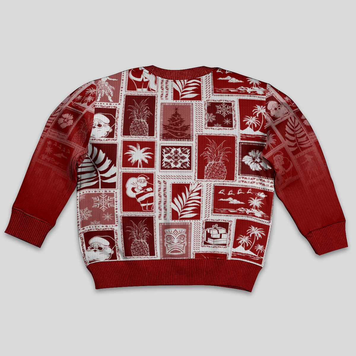 Hawaii Christmas Kid Ugly Christmas Sweater Retro Patchwork - Red LT7 - Polynesian Pride