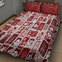 Hawaii Christmas Retro Patchwork Quilt Bed Set Red LT7 - Polynesian Pride