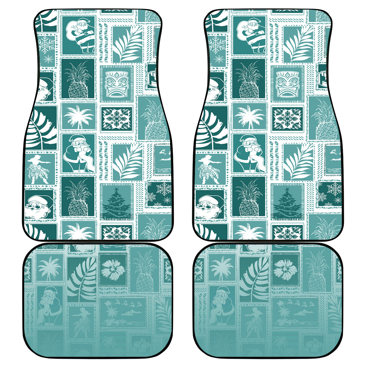 Hawaii Christmas Retro Patchwork Car Mats Teal LT7 Teal - Polynesian Pride