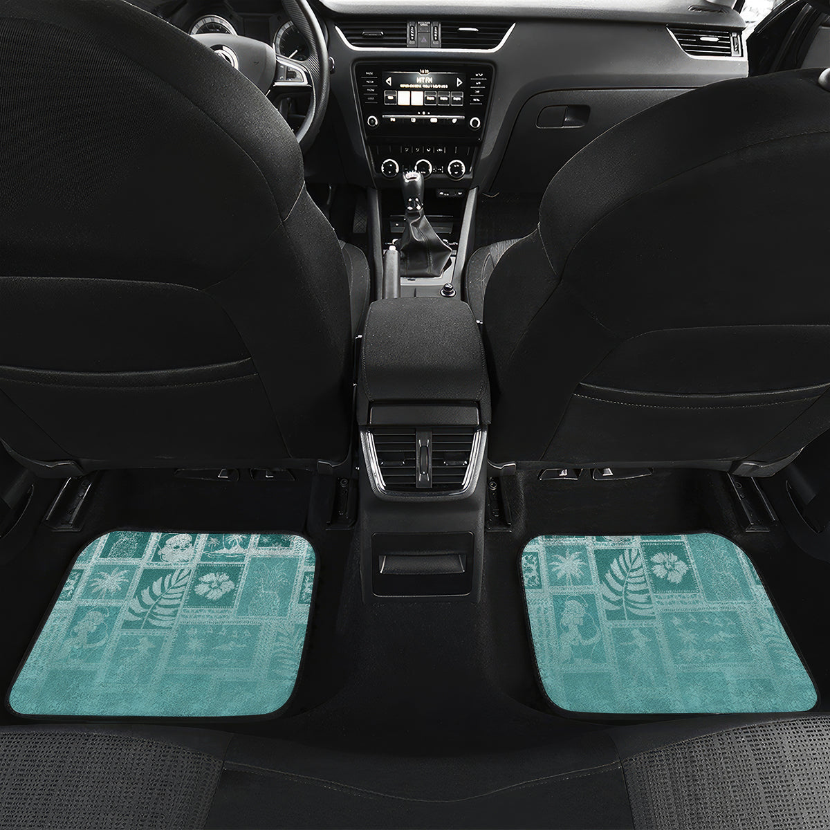 Hawaii Christmas Retro Patchwork Car Mats Teal LT7 - Polynesian Pride