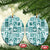 Hawaii Christmas Ceramic Ornament Retro Patchwork - Teal LT7 Oval Teal - Polynesian Pride