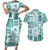 Hawaii Christmas Retro Patchwork Couples Matching Short Sleeve Bodycon Dress and Hawaiian Shirt Teal LT7 Teal - Polynesian Pride