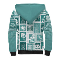 Hawaii Christmas Retro Patchwork Sherpa Hoodie Teal LT7 - Polynesian Pride
