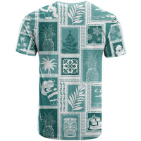 Hawaii Christmas Retro Patchwork T Shirt Teal LT7 - Polynesian Pride