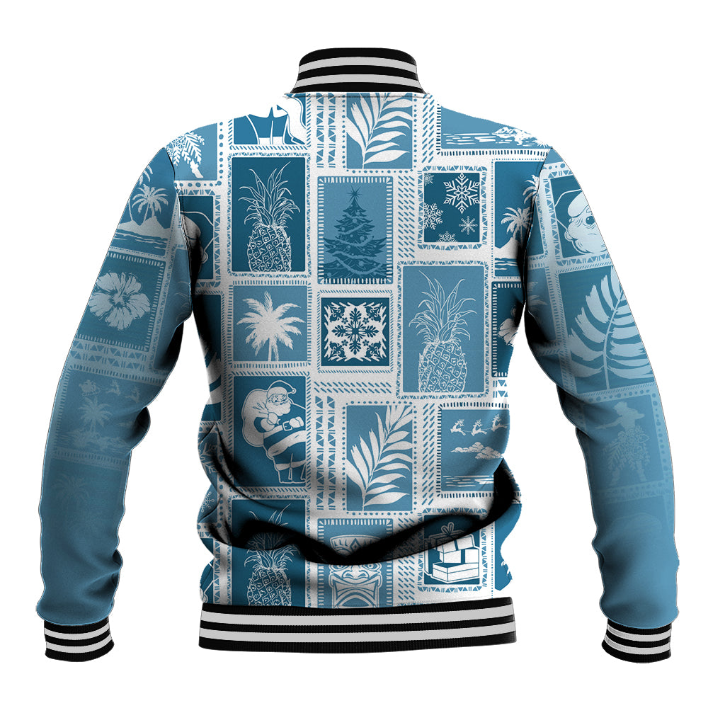 Hawaii Christmas Retro Patchwork Baseball Jacket Aquamarine LT7 - Polynesian Pride