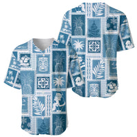 Hawaii Christmas Retro Patchwork Baseball Jersey Aquamarine LT7 - Polynesian Pride