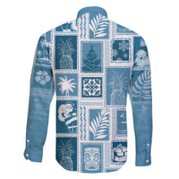 Hawaii Christmas Retro Patchwork Family Matching Off Shoulder Maxi Dress and Hawaiian Shirt Aquamarine LT7 - Polynesian Pride