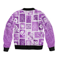 Hawaii Christmas Retro Patchwork Bomber Jacket Violet LT7 - Polynesian Pride
