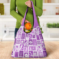 Hawaii Christmas Retro Patchwork Grocery Bag Violet LT7 - Polynesian Pride