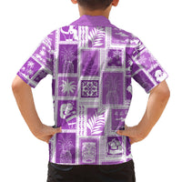 Hawaii Christmas Retro Patchwork Kid Hawaiian Shirt Violet LT7 - Polynesian Pride