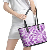 Hawaii Christmas Retro Patchwork Leather Tote Bag Violet LT7 - Polynesian Pride
