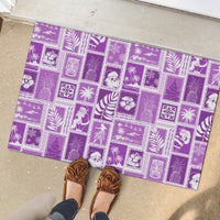 Hawaii Christmas Retro Patchwork Rubber Doormat Violet LT7 - Polynesian Pride