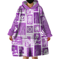 Hawaii Christmas Retro Patchwork Wearable Blanket Hoodie Violet LT7 - Polynesian Pride