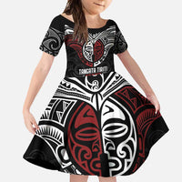 Maori Hongi Toitu Te Tiriti Family Matching Long Sleeve Bodycon Dress and Hawaiian Shirt Tangata Tiriti Stand With Tangata Whenua LT7 Daughter's Dress Black - Polynesian Pride