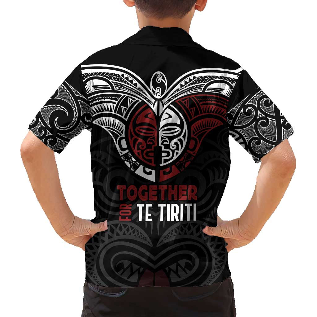 Maori Hongi Toitu Te Tiriti Family Matching Off Shoulder Short Dress and Hawaiian Shirt Tangata Tiriti Stand With Tangata Whenua LT7 - Polynesian Pride