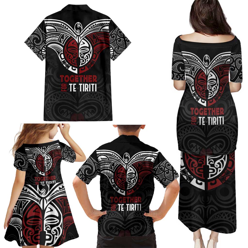 Maori Hongi Toitu Te Tiriti Family Matching Puletasi and Hawaiian Shirt Tangata Tiriti Stand With Tangata Whenua LT7 - Polynesian Pride