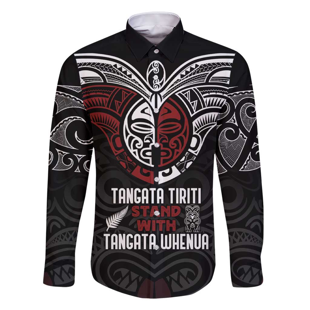 Maori Hongi Toitu Te Tiriti Family Matching Short Sleeve Bodycon Dress and Hawaiian Shirt Tangata Tiriti Stand With Tangata Whenua LT7 Dad's Shirt - Long Sleeve Black - Polynesian Pride