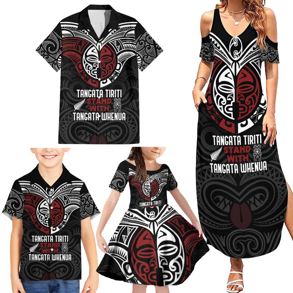 Maori Hongi Toitu Te Tiriti Family Matching Summer Maxi Dress and Hawaiian Shirt Tangata Tiriti Stand With Tangata Whenua LT7 - Polynesian Pride