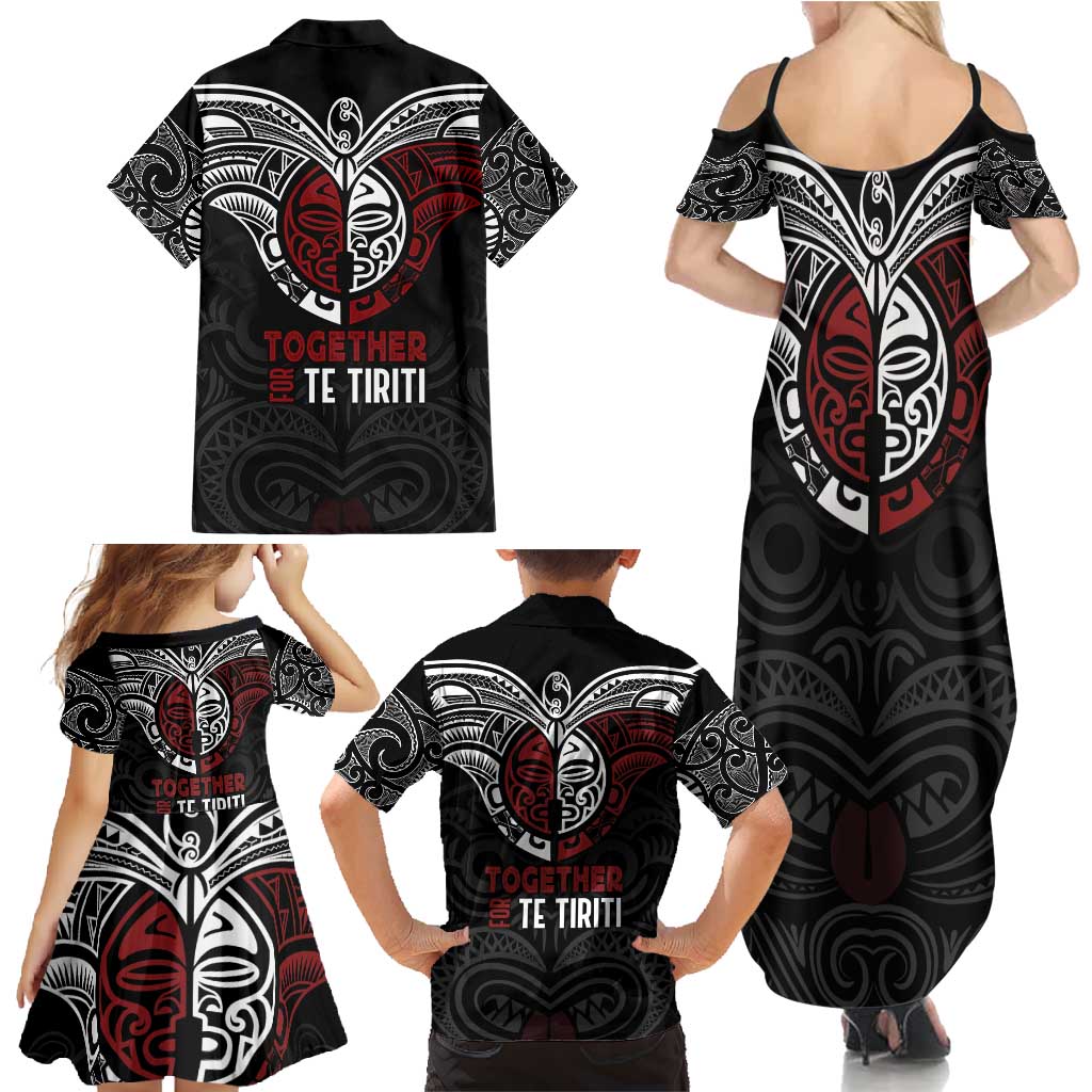 Maori Hongi Toitu Te Tiriti Family Matching Summer Maxi Dress and Hawaiian Shirt Tangata Tiriti Stand With Tangata Whenua LT7 - Polynesian Pride