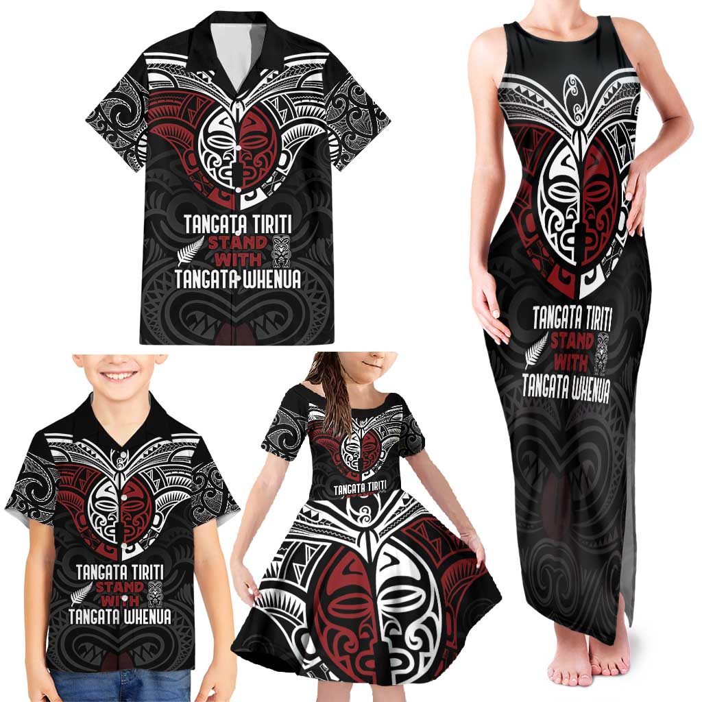 Maori Hongi Toitu Te Tiriti Family Matching Tank Maxi Dress and Hawaiian Shirt Tangata Tiriti Stand With Tangata Whenua LT7 - Polynesian Pride
