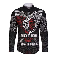 Maori Hongi Toitu Te Tiriti Long Sleeve Button Shirt Tangata Tiriti Stand With Tangata Whenua LT7 Unisex Black - Polynesian Pride