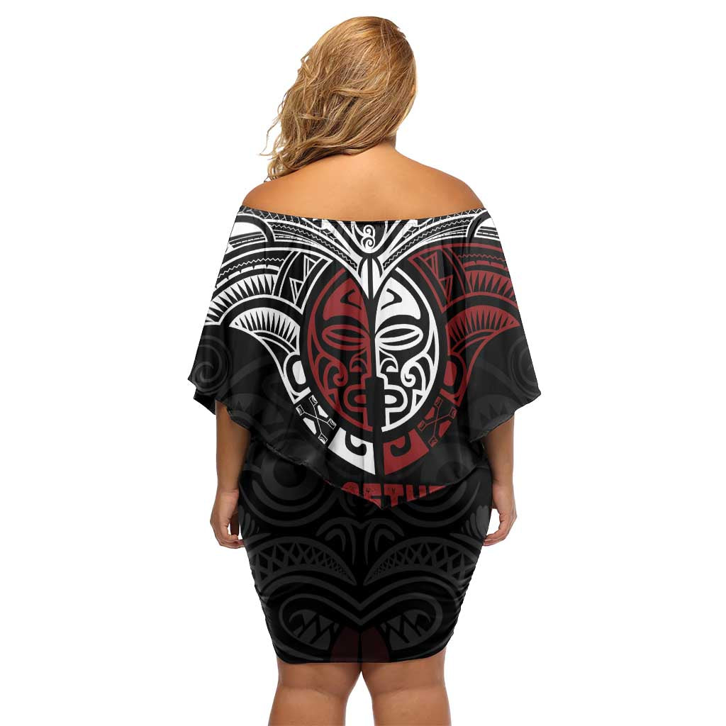 Maori Hongi Toitu Te Tiriti Off Shoulder Short Dress Tangata Tiriti Stand With Tangata Whenua