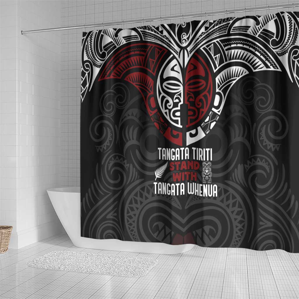 Maori Hongi Toitu Te Tiriti Shower Curtain Tangata Tiriti Stand With Tangata Whenua LT7 - Polynesian Pride