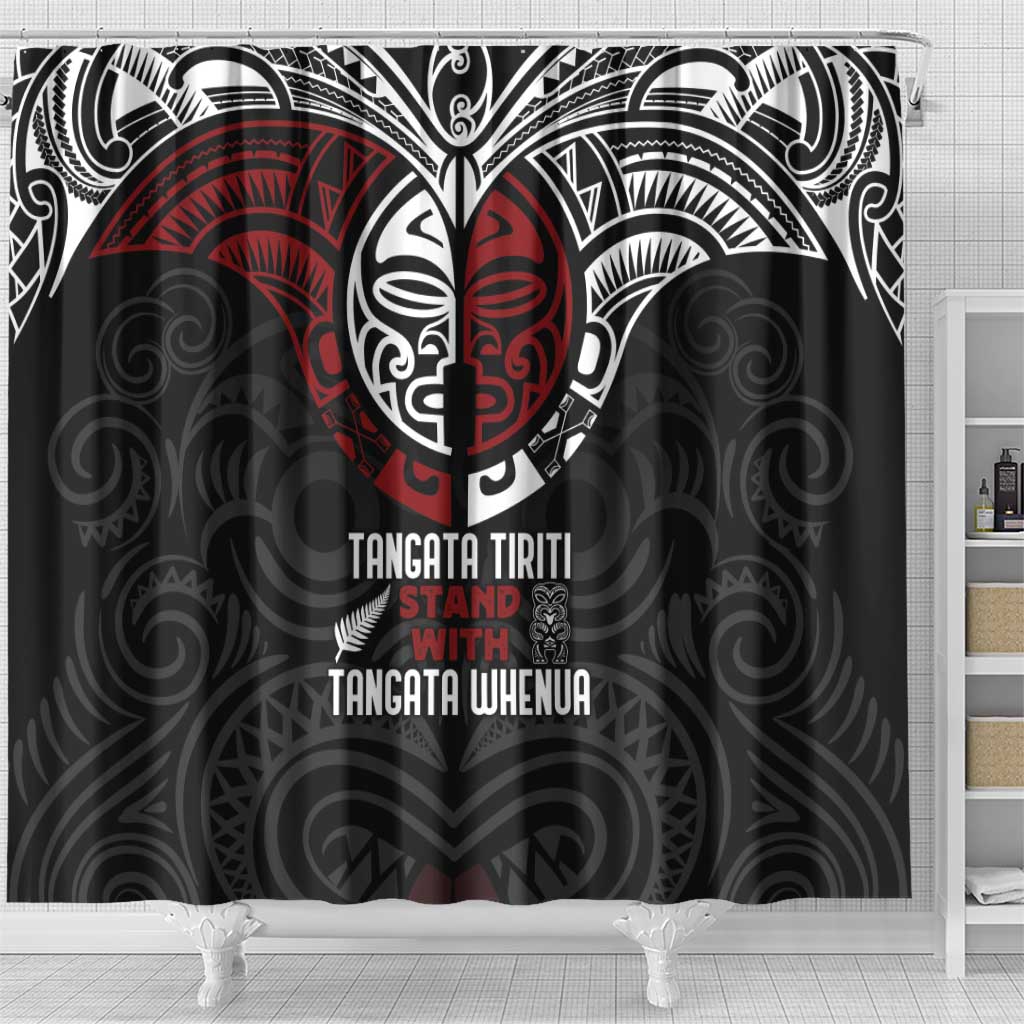 Maori Hongi Toitu Te Tiriti Shower Curtain Tangata Tiriti Stand With Tangata Whenua LT7 - Polynesian Pride