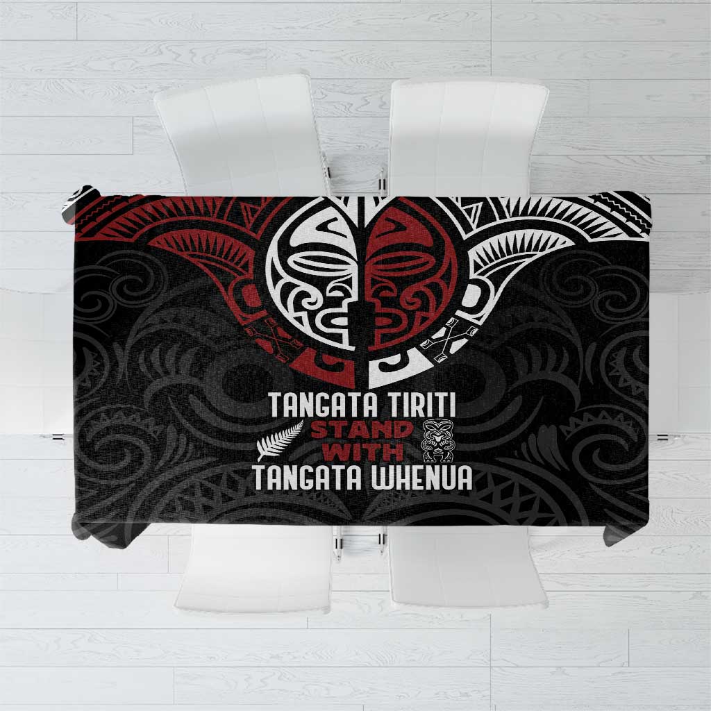 Maori Hongi Toitu Te Tiriti Tablecloth Tangata Tiriti Stand With Tangata Whenua LT7 Black - Polynesian Pride