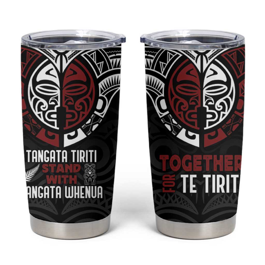 Maori Hongi Toitu Te Tiriti Tumbler Cup Tangata Tiriti Stand With Tangata Whenua LT7 Black - Polynesian Pride
