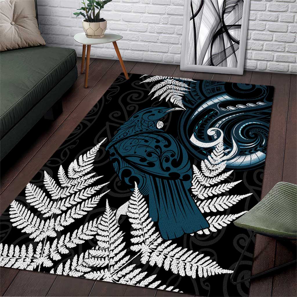 New Zealand Tui Bird Area Rug Maori Kowhaiwhai