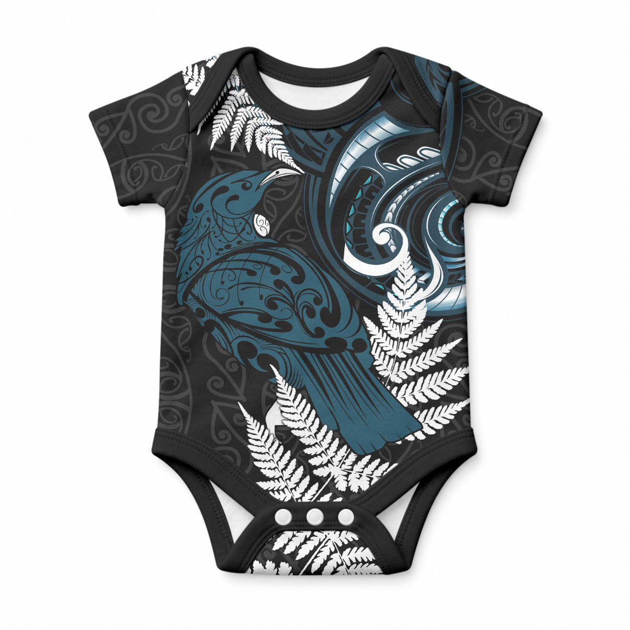 New Zealand Tui Bird Baby Onesie Maori Kowhaiwhai
