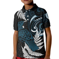 New Zealand Tui Bird Kid Polo Shirt Maori Kowhaiwhai LT7 Kid Teal - Polynesian Pride