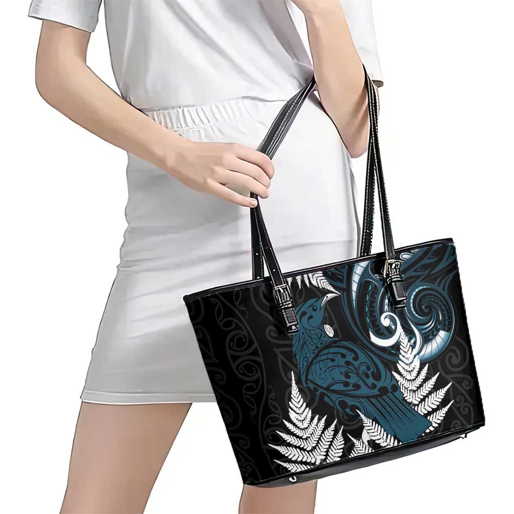 New Zealand Tui Bird Leather Tote Bag Maori Kowhaiwhai LT7 - Polynesian Pride