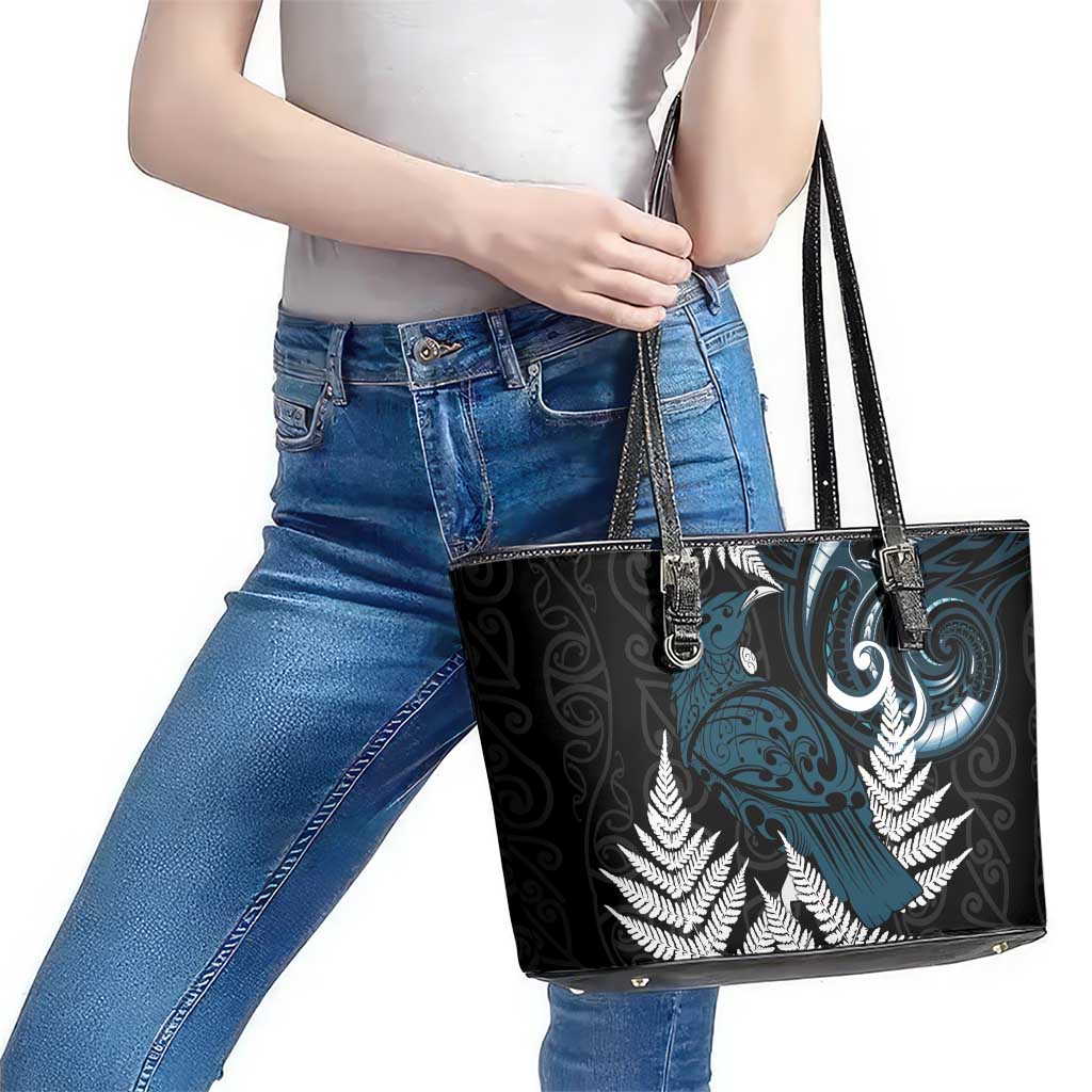 New Zealand Tui Bird Leather Tote Bag Maori Kowhaiwhai LT7 - Polynesian Pride