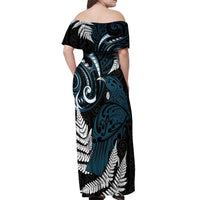 New Zealand Tui Bird Off Shoulder Maxi Dress Maori Kowhaiwhai