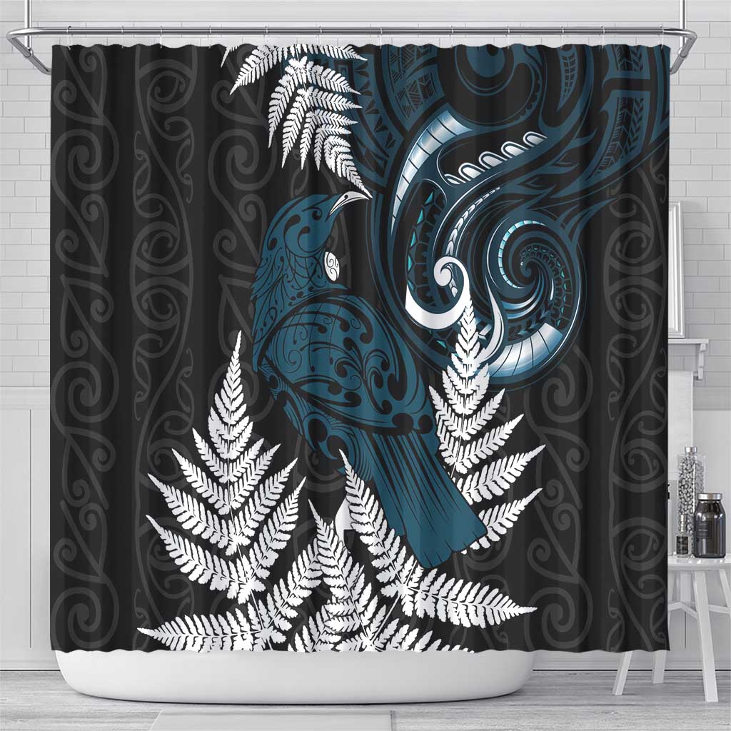 New Zealand Tui Bird Shower Curtain Maori Kowhaiwhai LT7 - Polynesian Pride