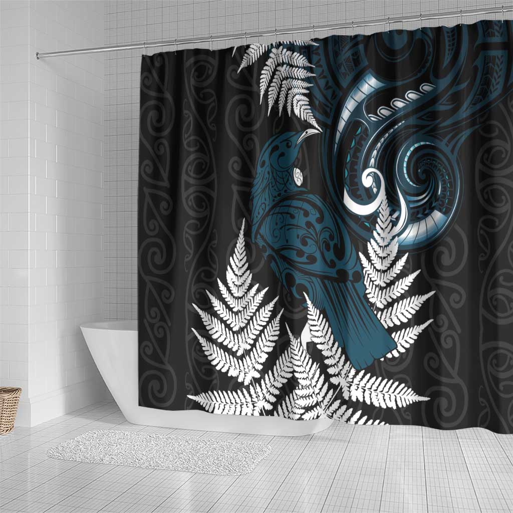 New Zealand Tui Bird Shower Curtain Maori Kowhaiwhai LT7 - Polynesian Pride