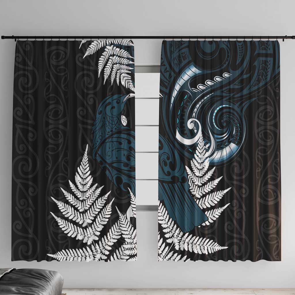 New Zealand Tui Bird Window Curtain Maori Kowhaiwhai