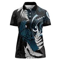 New Zealand Tui Bird Women Polo Shirt Maori Kowhaiwhai